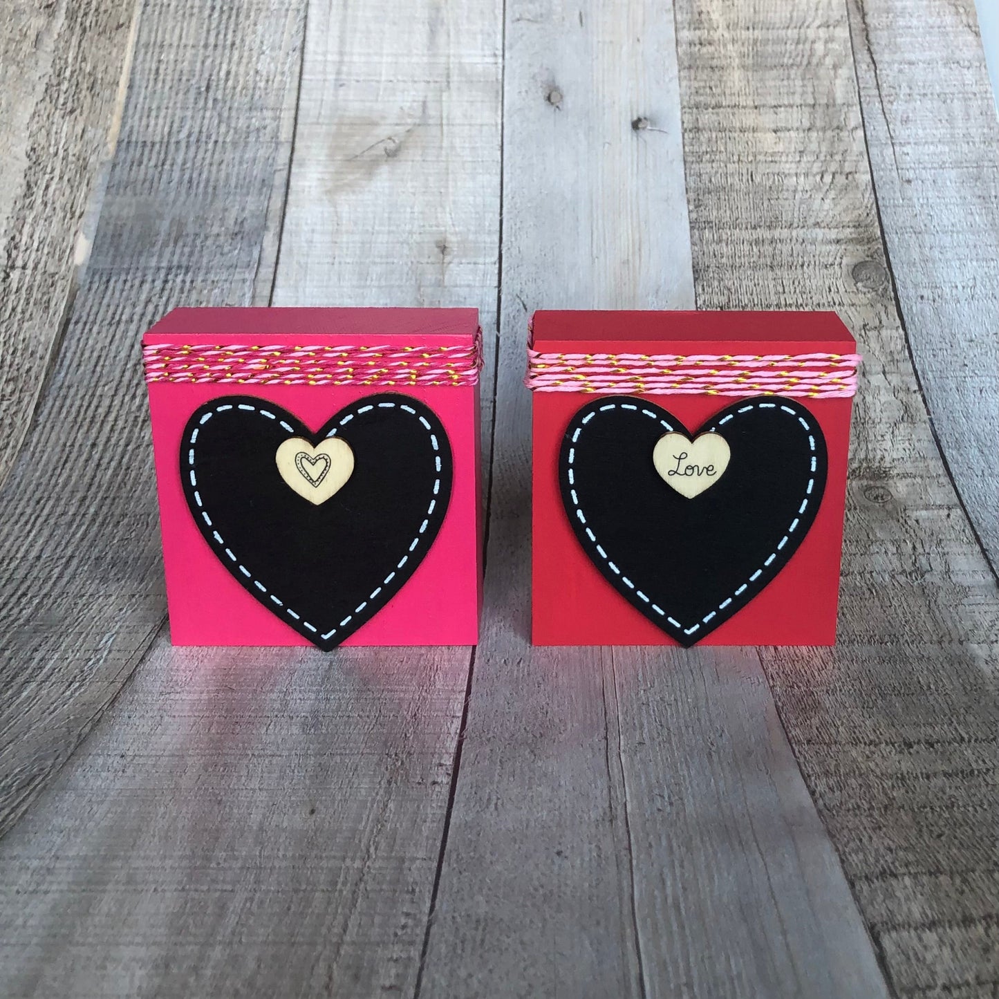 Valentine's Day craft kit from seniorlycreations.com. painted wood blocks with hearts.