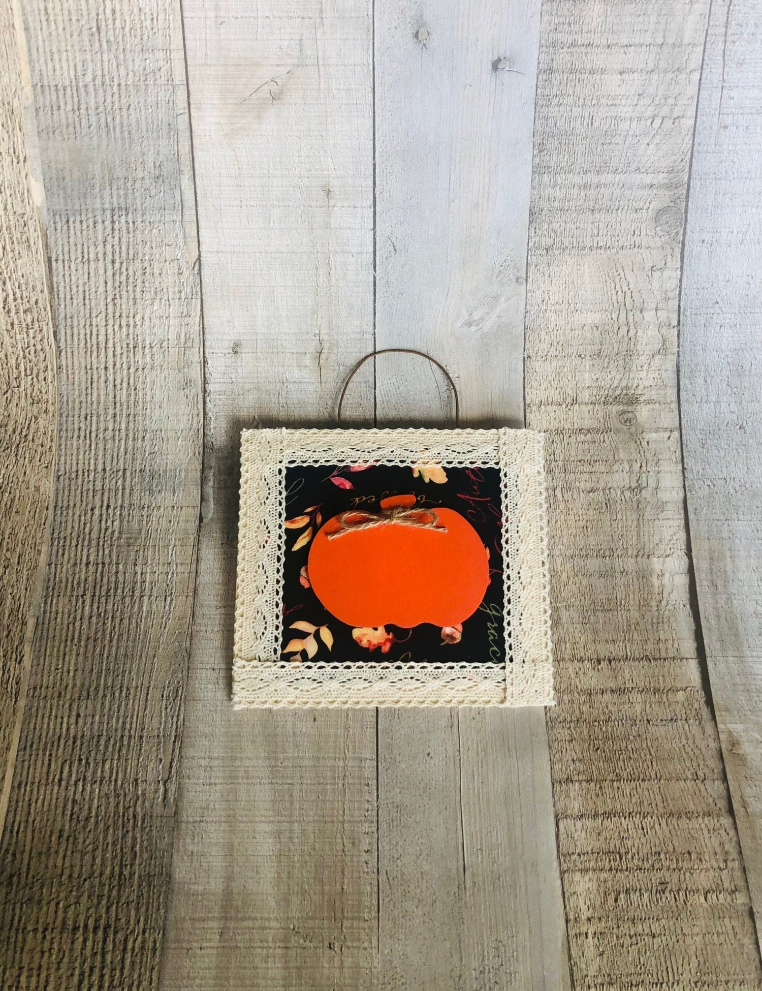 This is a pumpkin square wall hanging craft kit from Seniorly Creations. It is an easy craft for seniors. 