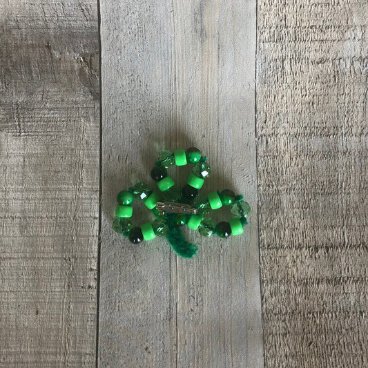 back side of beaded shamrock craft. The craft kit is available on seniorlycreations.com.